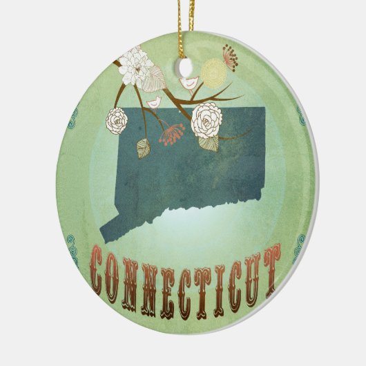 Moderne  Connecticut State Map - Sage Green Keramisch Ornament (Links)