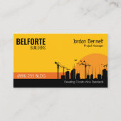 Moderne constructie kraan silhouet geel zwart visitekaartje (Voorkant)