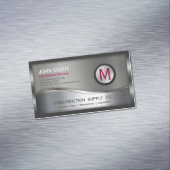 Moderne constructie metalen lijst monogram zilver magnetisch visitekaartje (Voorbeeld)