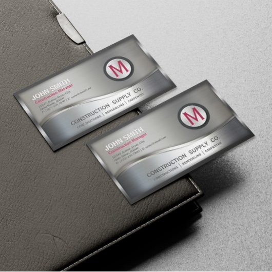 Moderne constructie metalen lijst monogram zilver magnetisch visitekaartje
