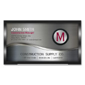 Moderne constructie metalen monogram zilver B Magnetisch Visitekaartje (Voorkant)