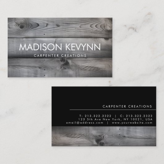 Moderne constructie van houten tapijten visitekaartje (Voorkant / Achterkant)