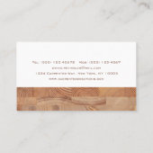 Moderne constructie van houten tapijten visitekaartje (Achterkant)