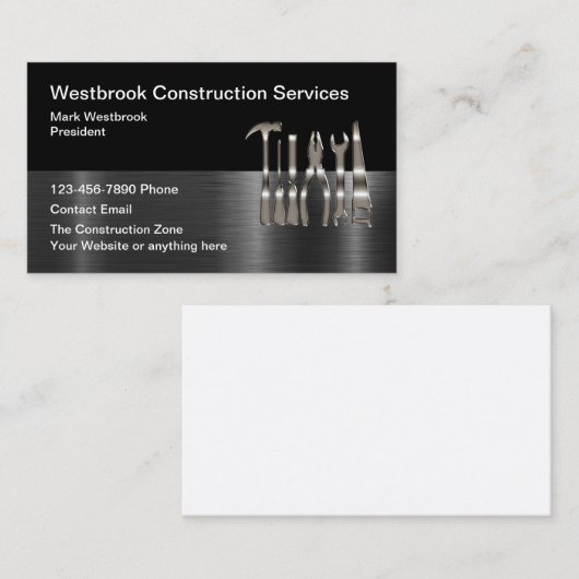 Moderne constructie Visitekaartjes Design 2 (Voorkant / Achterkant)