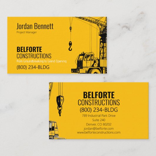 Moderne Constructie | Yellow & Crane Design Visitekaartje (Voorkant / Achterkant)
