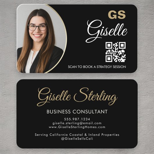 Moderne consultant Black & Gold QR-code Visitekaartje