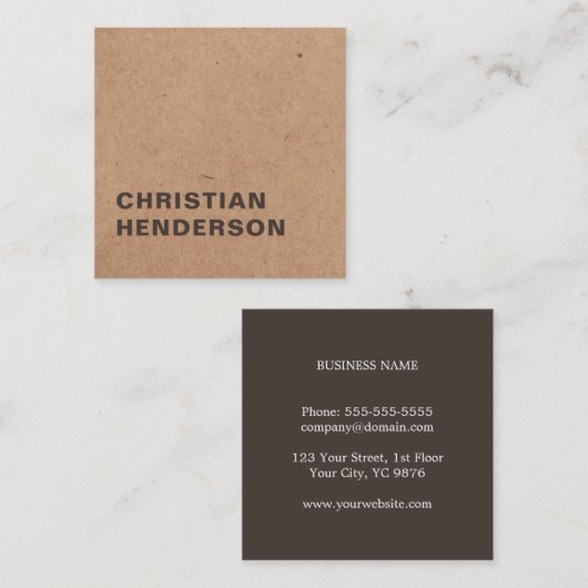 Moderne consultant voor bruin bruin Kraft-papier Vierkante Visitekaartje (Voorkant / Achterkant)