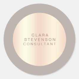 Moderne consultant voor kopergoud en -roos ronde sticker