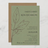 MODERNE CONTEMPORARY RUST GREEN LEAVES VERLOVING KAART (Voorkant / Achterkant)