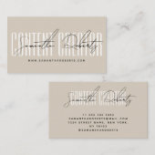 Moderne content creator influencer beige visitekaartje (Voorkant / Achterkant)