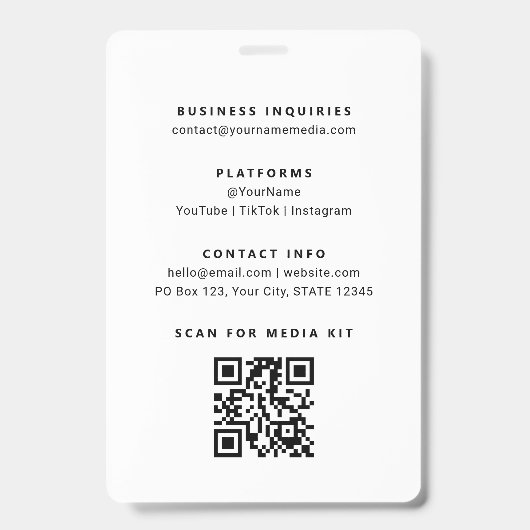 Moderne Content Creator Netwerkerings-ID Navy Pas Badge (Achterkant)