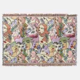 Moderne contour Line Doodle-tekenkunst Deken