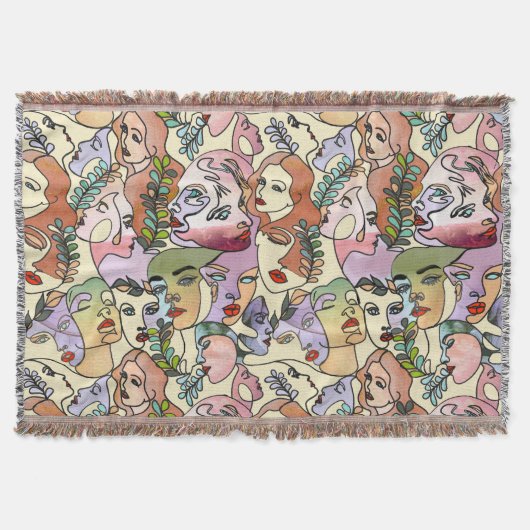 Moderne contour Line Doodle-tekenkunst Deken (Voorkant)