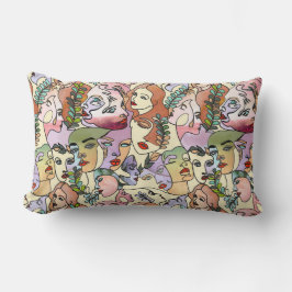 Moderne contourlijn Doodle-tekenkunst Kussen