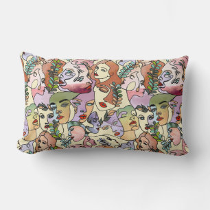 Moderne contourlijn Doodle-tekenkunst Kussen