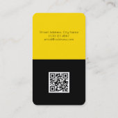 Moderne contrasttoon zwart zwart geel visitekaartje (Achterkant)