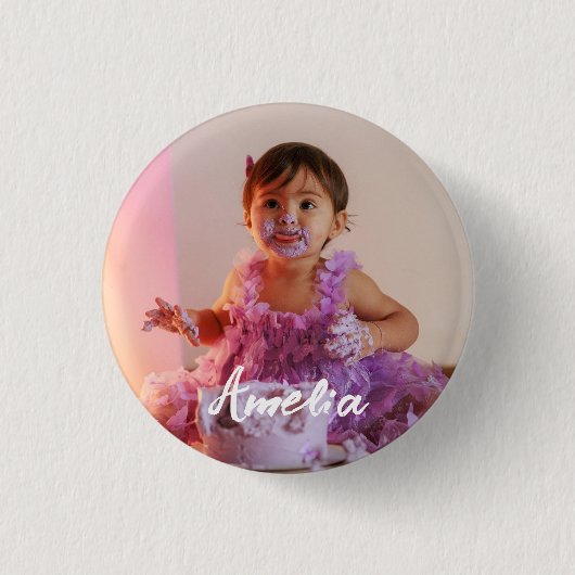 Moderne Cool Aangepaste Foto Verjaardag Ronde Button 3,2 Cm (Voorkant)