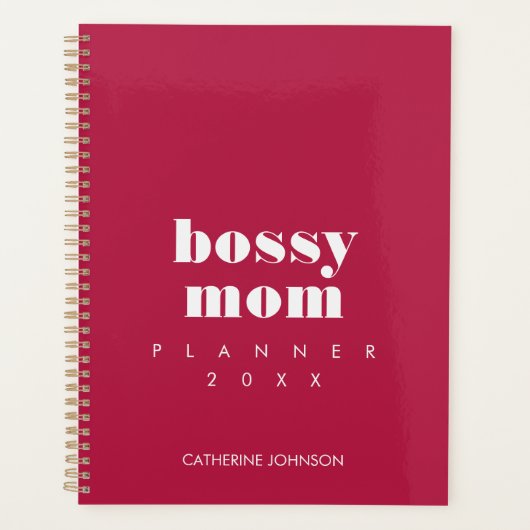 Moderne Cool Bazige Moeder Rood Bourgondié Persoon Planner (Voorkant)
