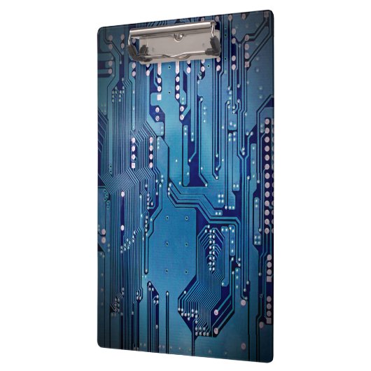Moderne Cool Blue Circuit Board High Tech Photo Klembord (Links)