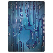 Moderne Cool Blue Circuit Board High Tech Photo Klembord (Achterkant)