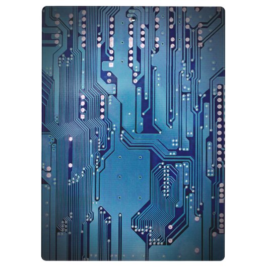Moderne Cool Blue Circuit Board High Tech Photo Klembord (Achterkant)