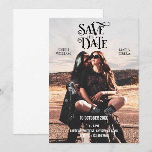 Moderne Cool bruiloft foto Save The Date (Voorkant / Achterkant)