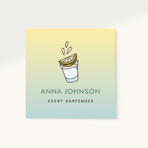 Moderne Cool Cocktails Limoen in een Glass Bartend Vierkante Visitekaartje