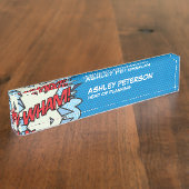 Moderne Cool Comic Book Pop Art Flash WHAM Naambordje (Zijkant)