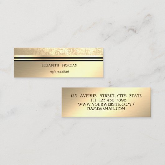 Moderne cool elegant Professional Gold, Stripe Mini Visitekaartje (Voorkant / Achterkant)