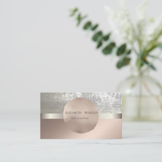 Moderne cool Elegant Professional Roos Gold Cirkel Visitekaartje (Staand voorkant)