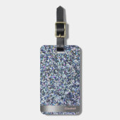 Moderne Cool Glitter Silver Stripe - Gepersonalise Bagagelabel (Voorkant verticaal)