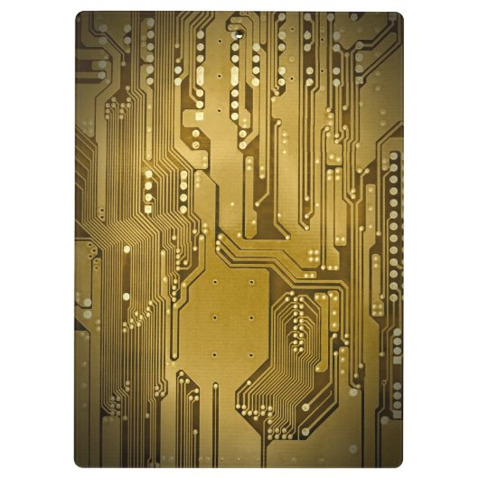 Moderne Cool Gold Circuit Board High Tech Photo Klembord (Achterkant)