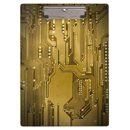 Moderne Cool Gold Circuit Board High Tech Photo Klembord (Voorkant)