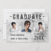 Moderne Cool Grunge 4 Photo Double Sided Afstudere Aankondiging (Voorkant)