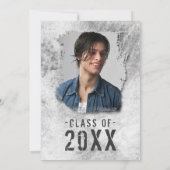 Moderne Cool Grunge 4 Photo Double Sided Afstudere Aankondiging (Achterkant)