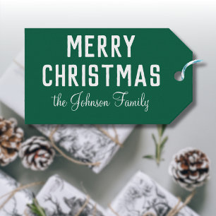 Moderne Cool Hunter Green Kerstmis Cadeaulabel