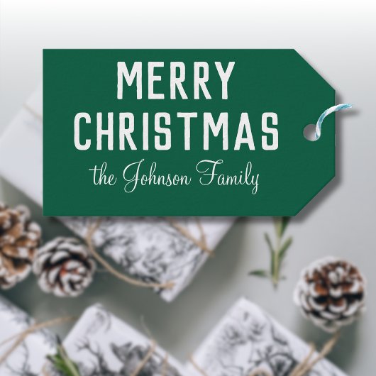 Moderne Cool Hunter Green Kerstmis Cadeaulabel