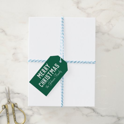 Moderne Cool Hunter Green Kerstmis Cadeaulabel (Met Touw)