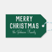 Moderne Cool Hunter Green Kerstmis Cadeaulabel (Voorkant (Horizontaal))