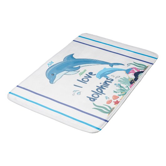 Moderne Cool Ik hou van dolfijnen Quotes Naam Mono Badmat (Gekanteld)