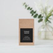 Moderne Cool Kraft Paper Black Consultant Visitekaartje (Staand voorkant)