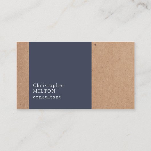 Moderne Cool Kraft Paper Blue Consultant Visitekaartje (Voorkant)
