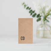 Moderne Cool Kraft Paper (gedrukt) zwart monogram Visitekaartje (Staand voorkant)