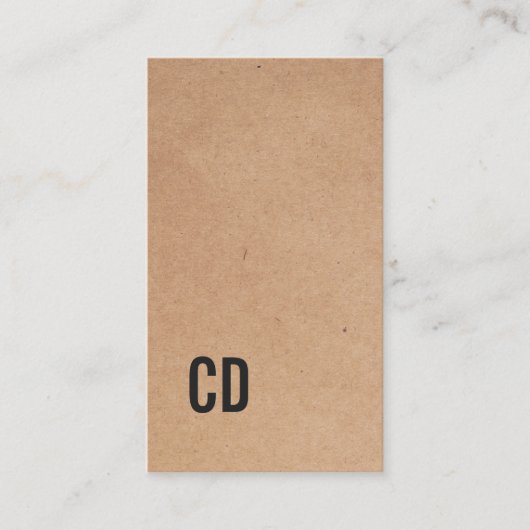 Moderne Cool Kraft Paper (gedrukt) zwart monogram Visitekaartje (Voorkant)