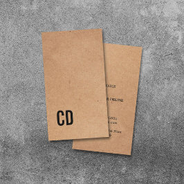 Moderne Cool Kraft Paper (gedrukt) zwart monogram Visitekaartje