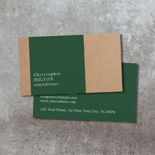 Moderne Cool Kraft Paper Green Consultant Visitekaartje