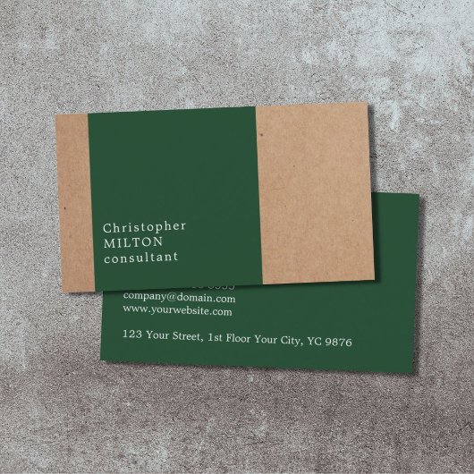Moderne Cool Kraft Paper Green Consultant Visitekaartje