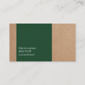 Moderne Cool Kraft Paper Green Consultant Visitekaartje (Voorkant)