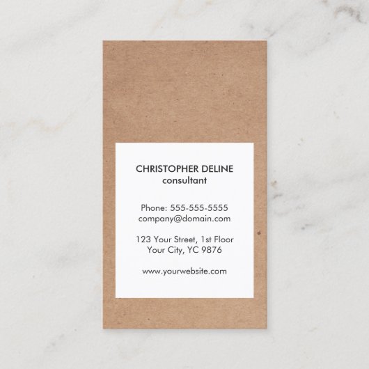 Moderne Cool Kraft Paper White Consultant Visitekaartje (Voorkant)