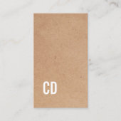 Moderne Cool Kraft Paper White Monogram Consultant Visitekaartje (Voorkant)